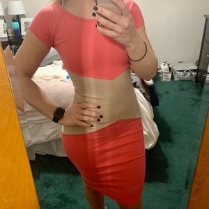 Arden B pink and cream midi dress